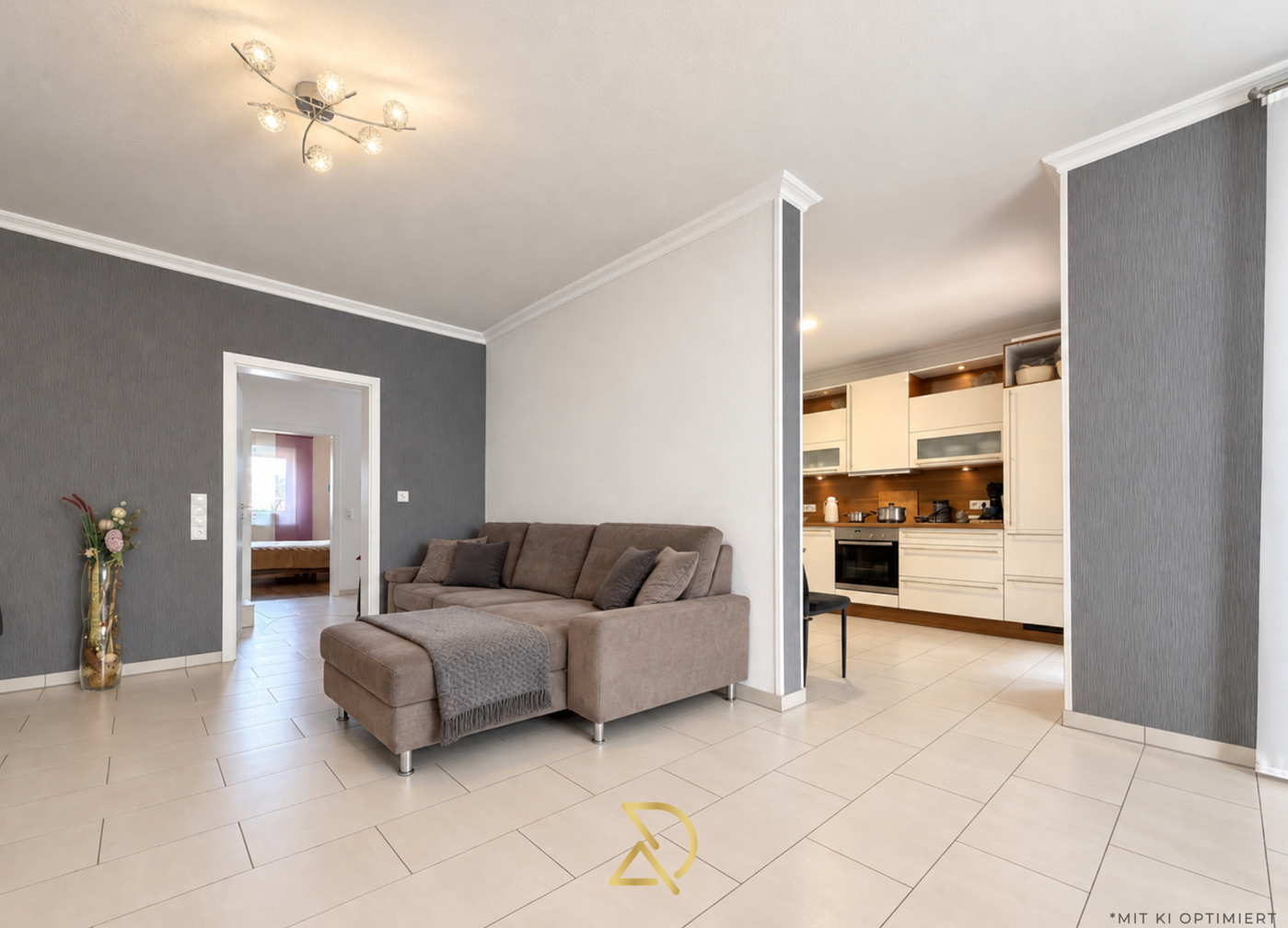 Haus links_Wohnzimmer mit Essbereich und Küche