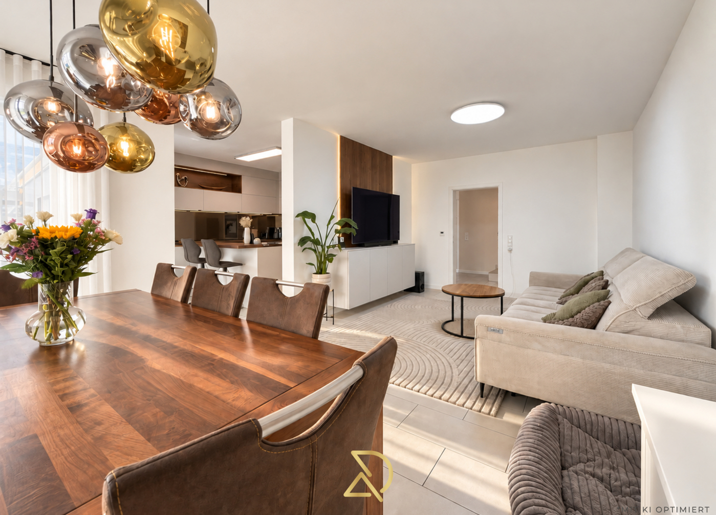 Haus rechts_Wohn - und Esszimmer lichtdurchflutet