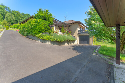 Einfahrt mit Garagenzufahrt und Carport