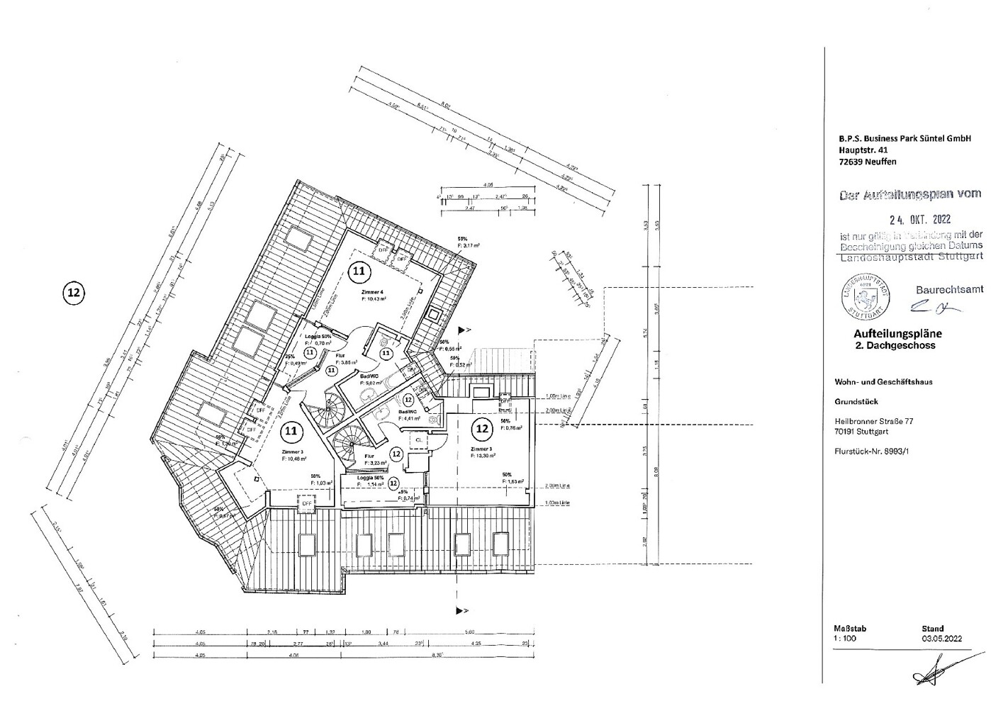 Grundriss 11 und 12 im 2.DG