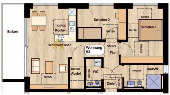 Grundriss Wohnung 53