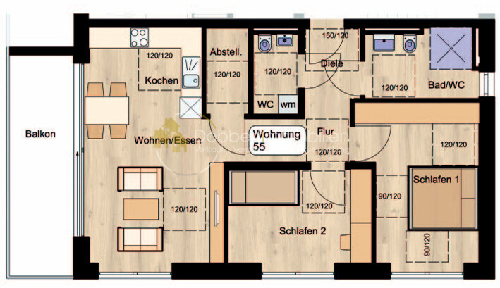 Grundriss Wohnung 55