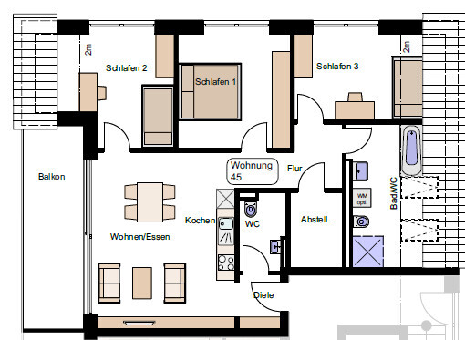 Grundriss WE 45