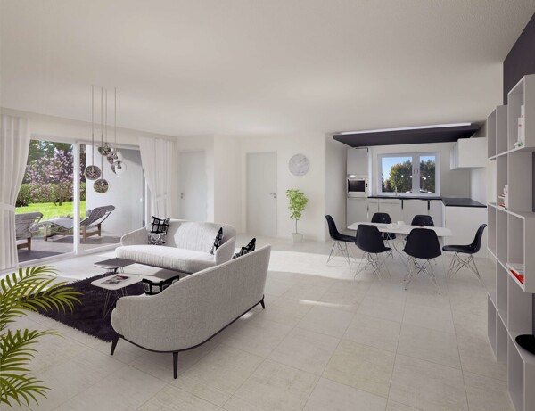 Visualisierung Wohn- und Esszimmer