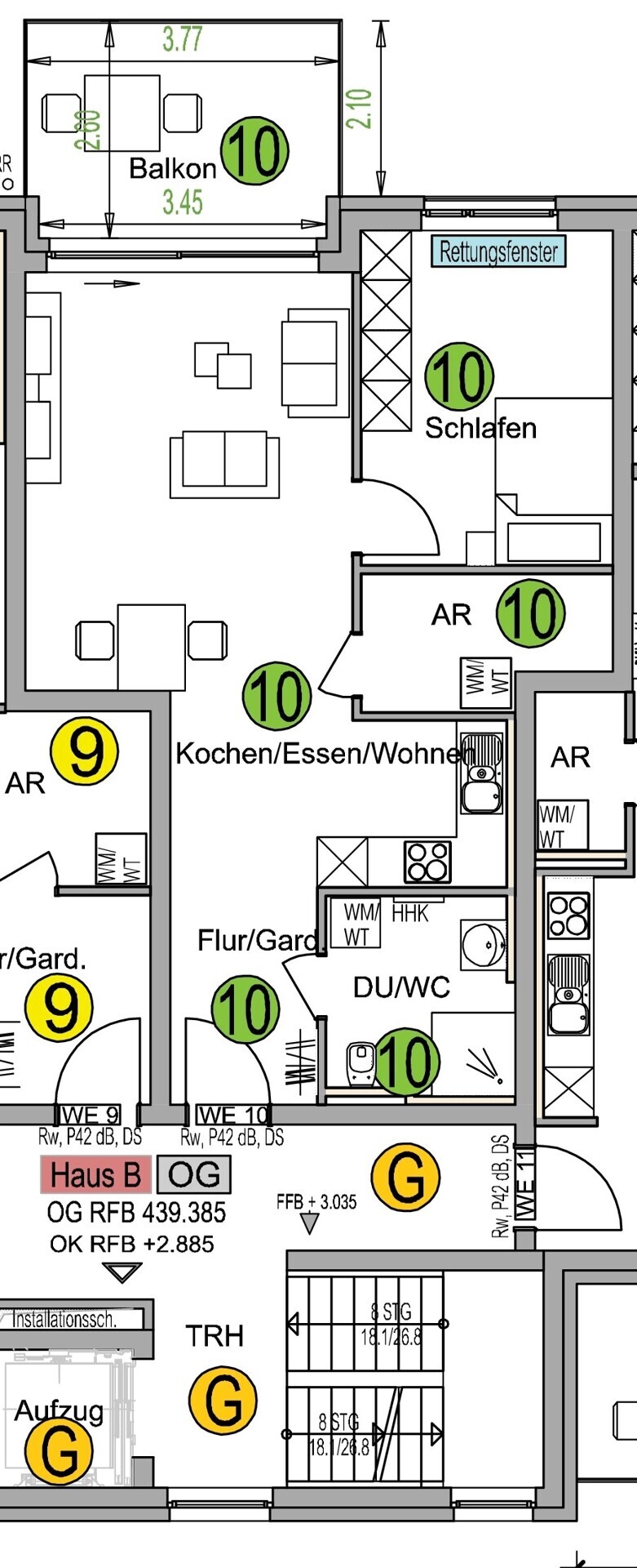 Haus B 1. OG Grundriss WE 10