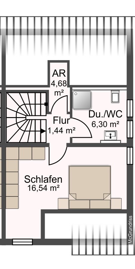linke Doppelhaushälfte DG Grundriss