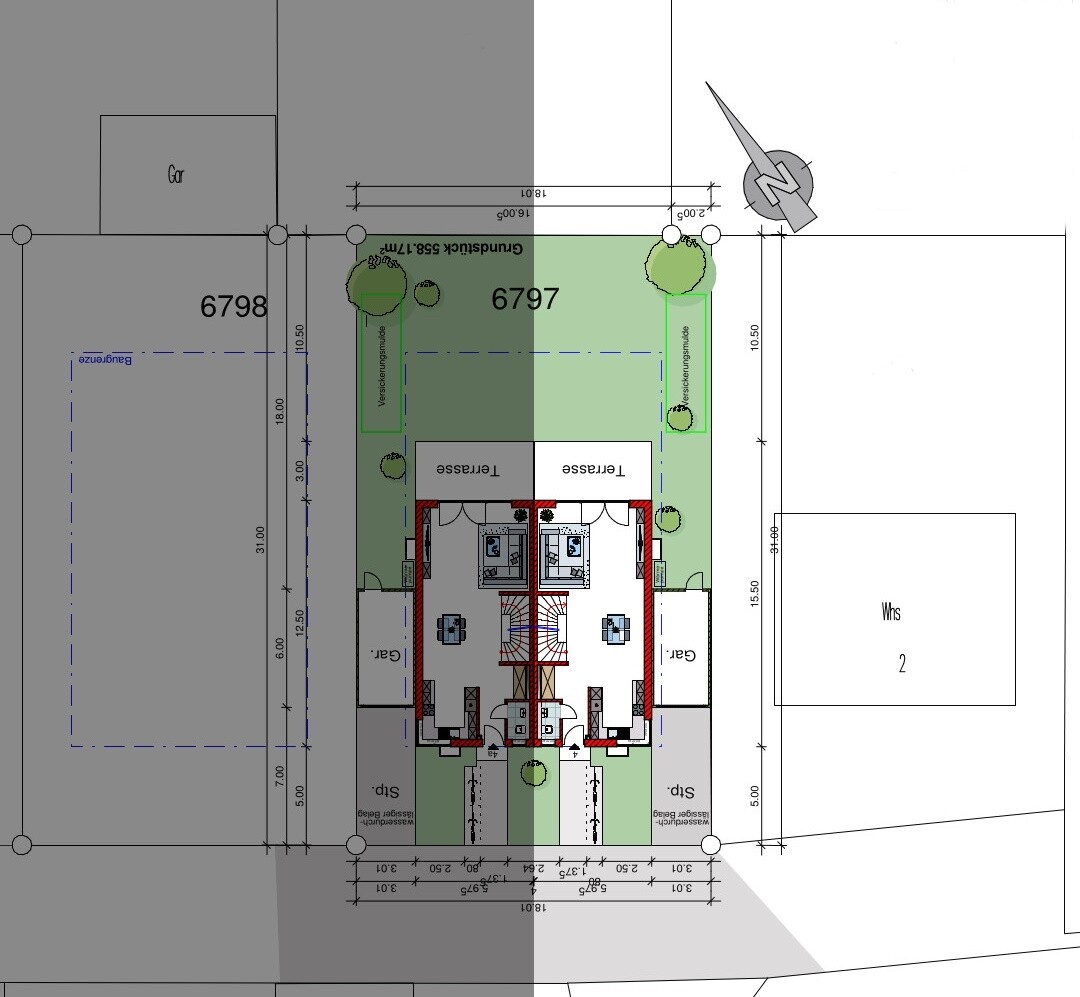 Grundriss (EG) mit Grundstück