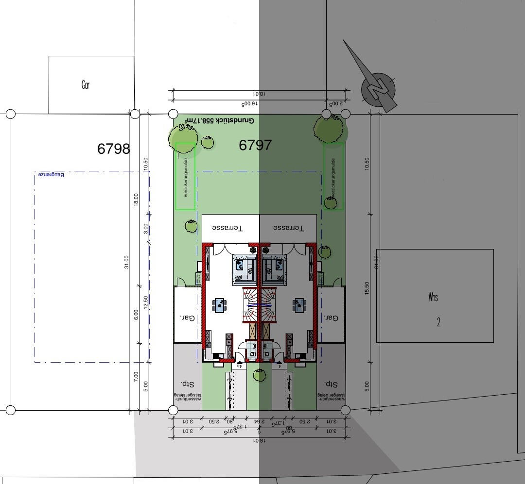 Grundriss mit Grundstück