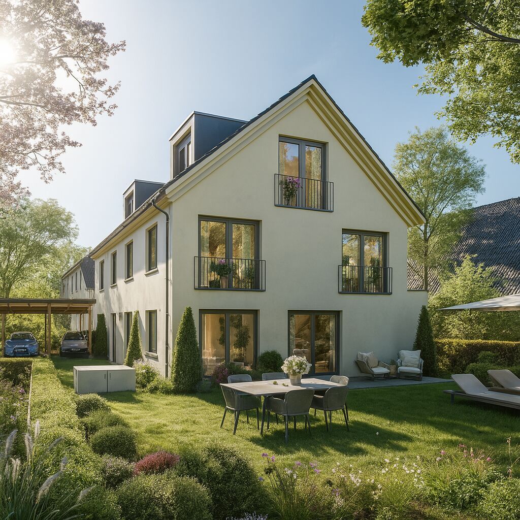 Gartenansicht Visualisierung im Sommer