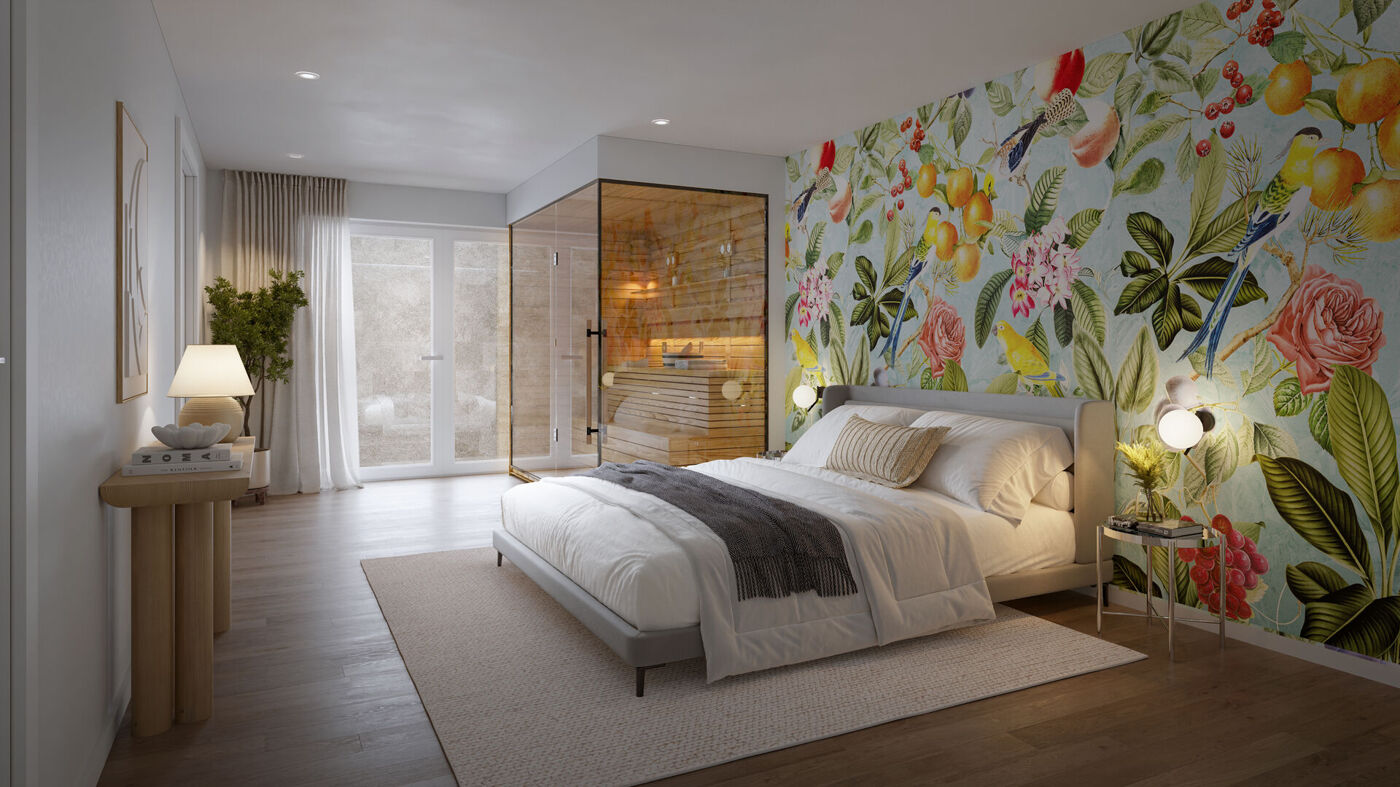 Hobbyraum-Gästezimmer mit Sauna_Visualisierung