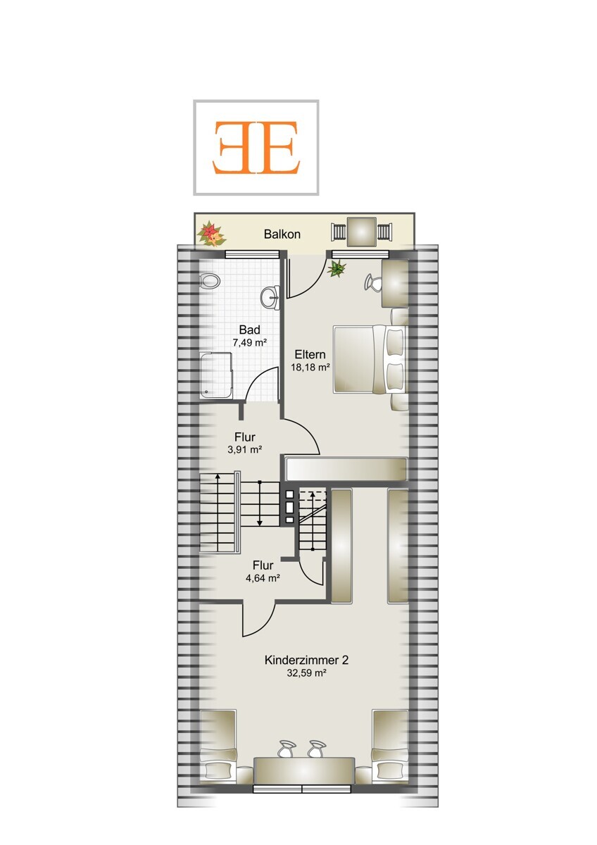 Grundriss Obergeschoss plus Dachgeschoss