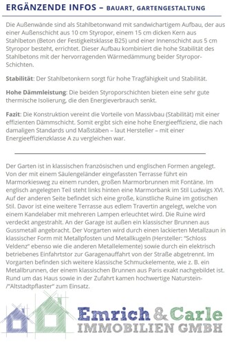 Ergänzende Infos zu Bauart u. Garten