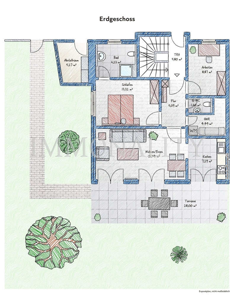 Grundriss EG mit Garten