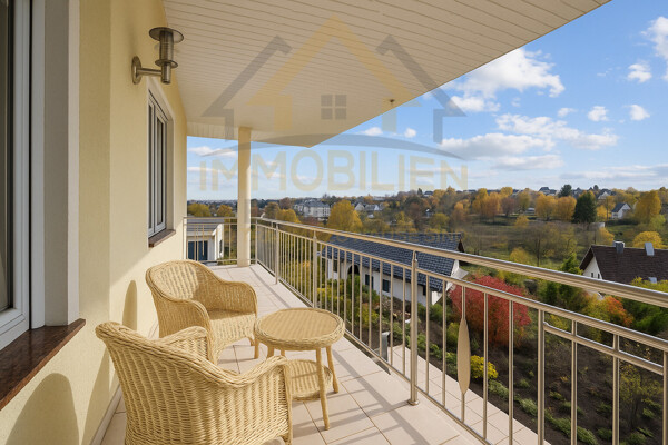 Großer Balkon über Terrasse