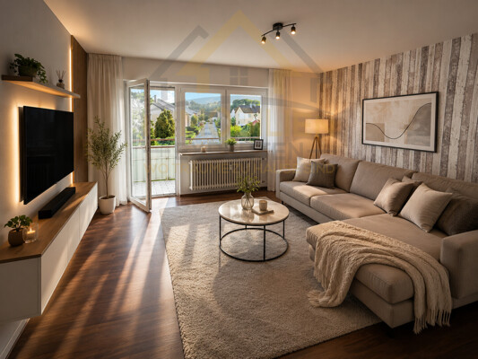 Wohnzimmer mit XXL Balkon