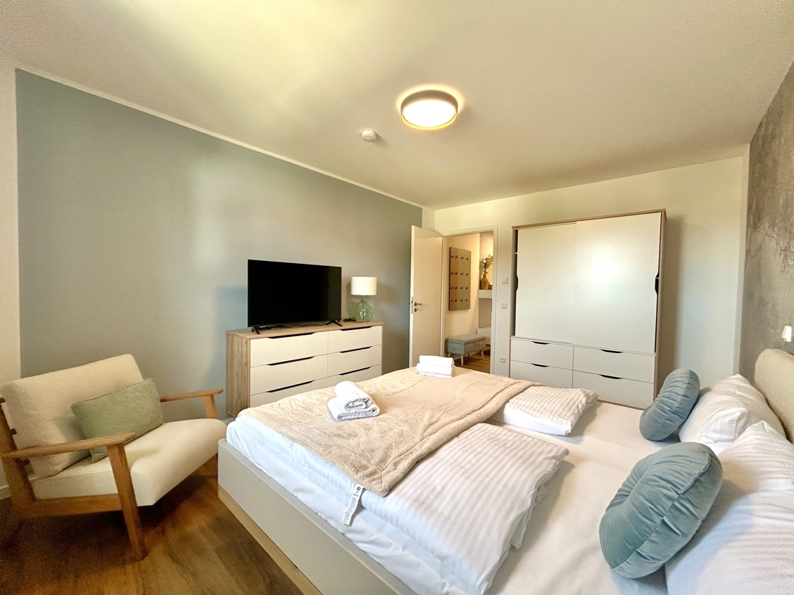 800 m zum Strand - Ferienwohnungen in Kölpinsee / Usedom – Musterwohnung - Schlafen 2