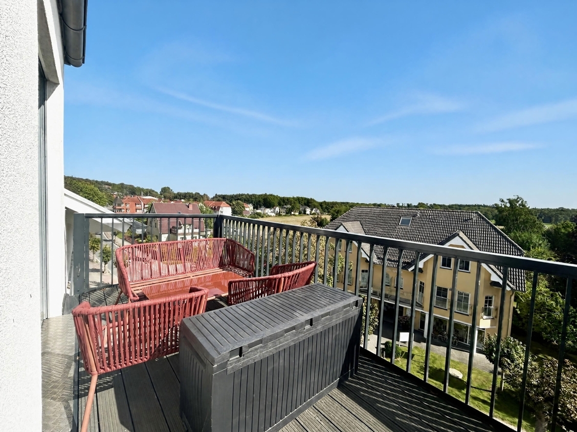 800 m zum Strand - Ferienwohnungen in Kölpinsee / Usedom – Blick vom Balkon Richtung Strand