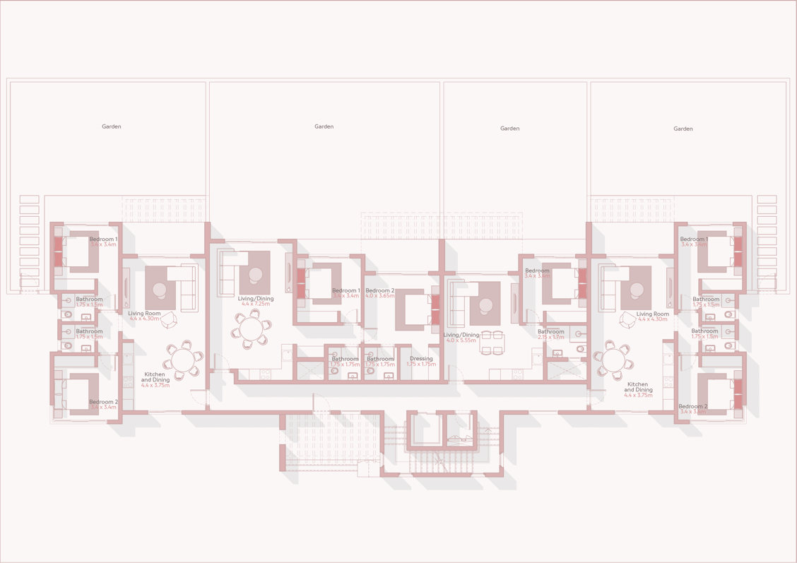3-Zimmer-Apartments unweit Maskat - direkt am Meer – Grundrisse Ground Floor