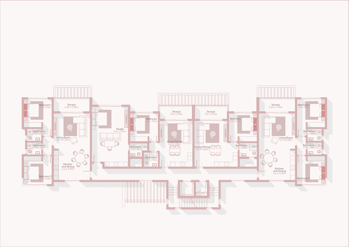 3-Zimmer-Apartments unweit Maskat - direkt am Meer – Grundrisse 1.-3. OG