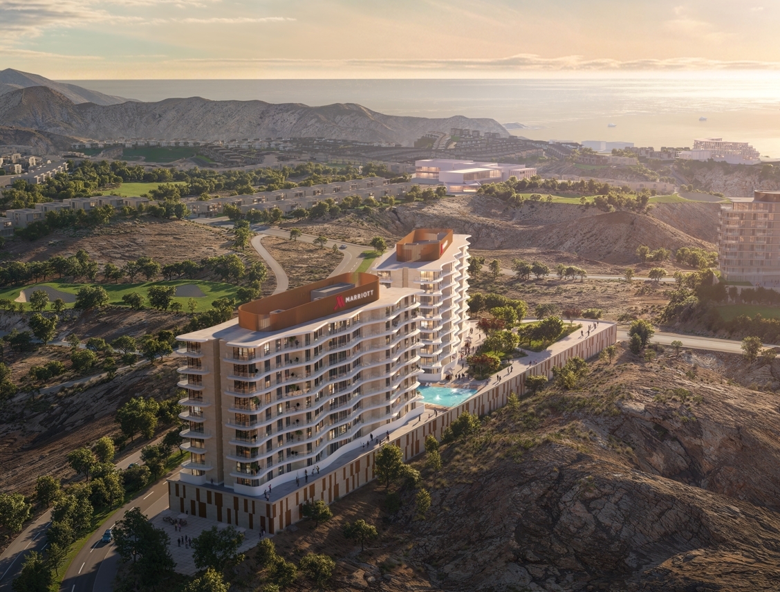 Marriott Residences bei Maskat – möblierte Apartments am Golfplatz – Marriott Residences Vogelperspektive