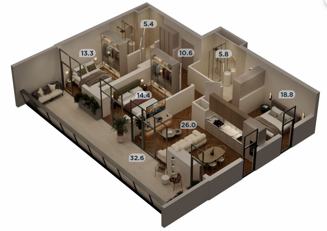 Presale am 24.10.26: 1-4-Zimmer-Apartments mit attraktiven Konditionen – 4-Zimmer-Apartment 3D