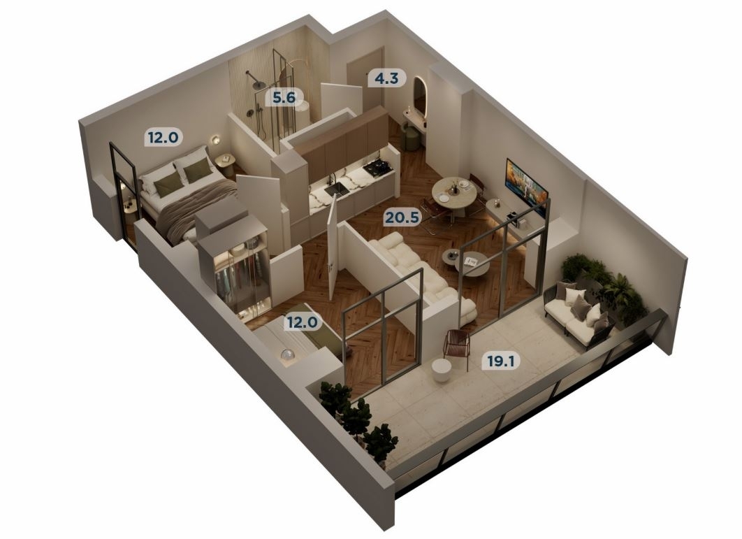 Presale am 24.10.26: 1-4-Zimmer-Apartments mit attraktiven Konditionen – 3-Zimmer-Apartment 3D