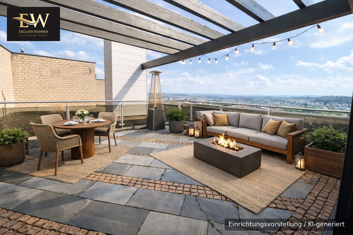 Terrasse 1 von 2 mit KI generierter Möbelstellung