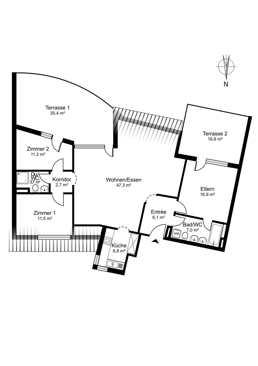 Grundriss 4.5 Zimmer Wohnung im DG