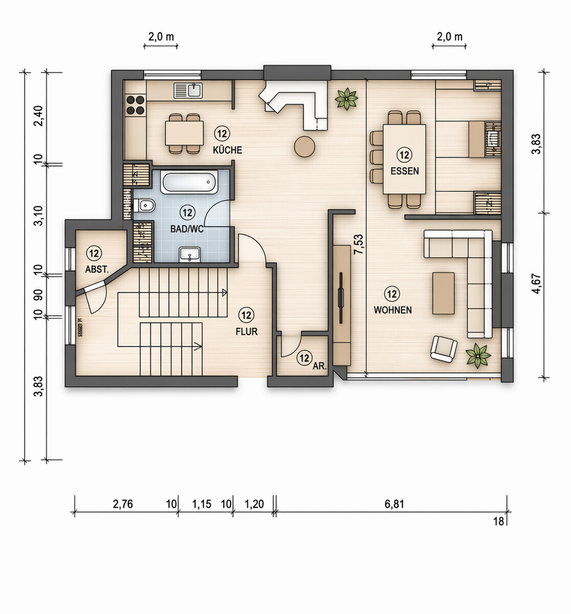 Grundriss untere Ebene 