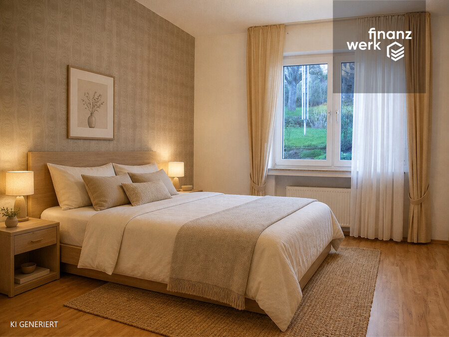 Platz für zwei Generationen: freistehendes Haus mit Panoramablick in Hagen-Haspe – Schlafzimmer virtuelles Homestaging