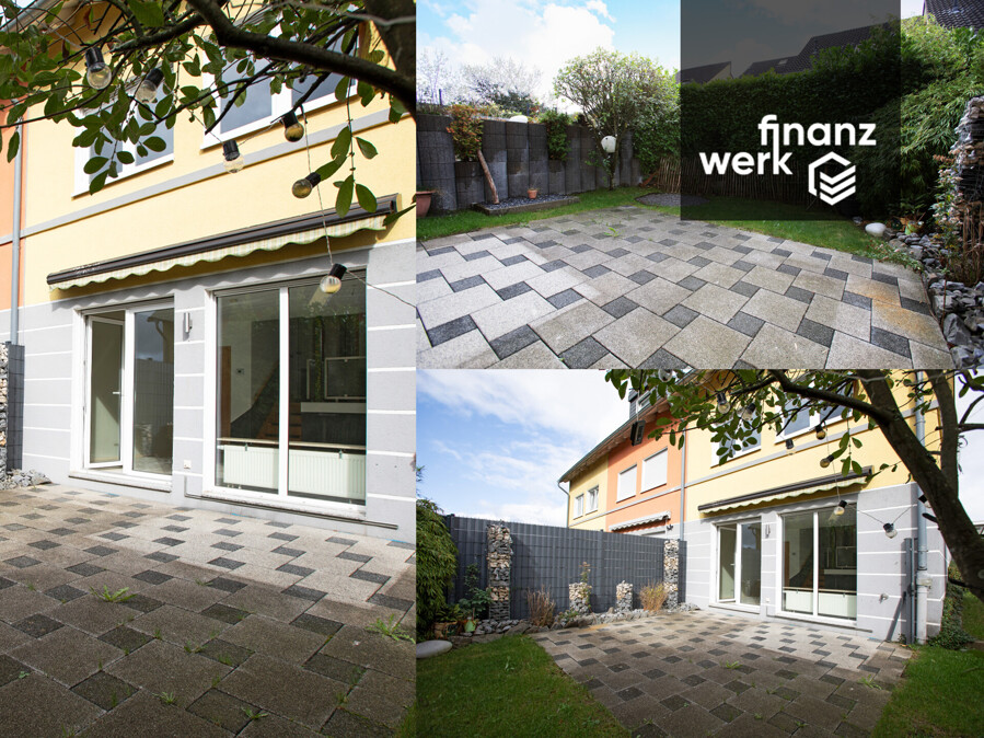 Platz für die ganze Familie – energieeffizientes Reihenendhaus mit Garage und Carport in Ennepetal – Collage TERRASSE
