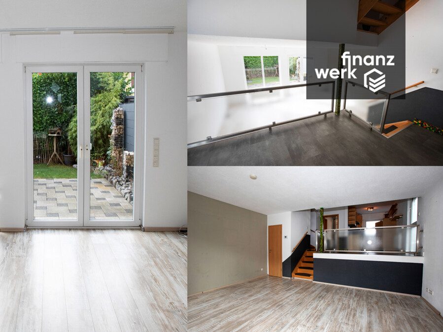 Platz für die ganze Familie – energieeffizientes Reihenendhaus mit Garage und Carport in Ennepetal – Collage WOHNZIMMER