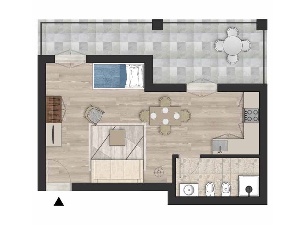 Floorplan studio with balcony