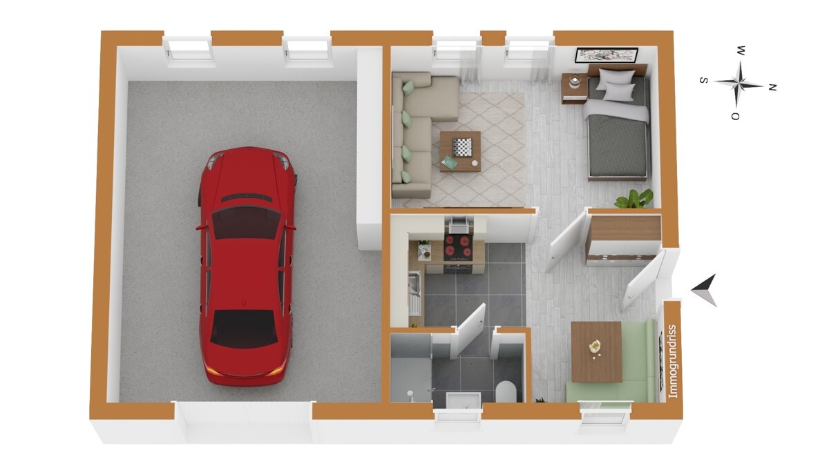 Grundriss Bungalow 3D