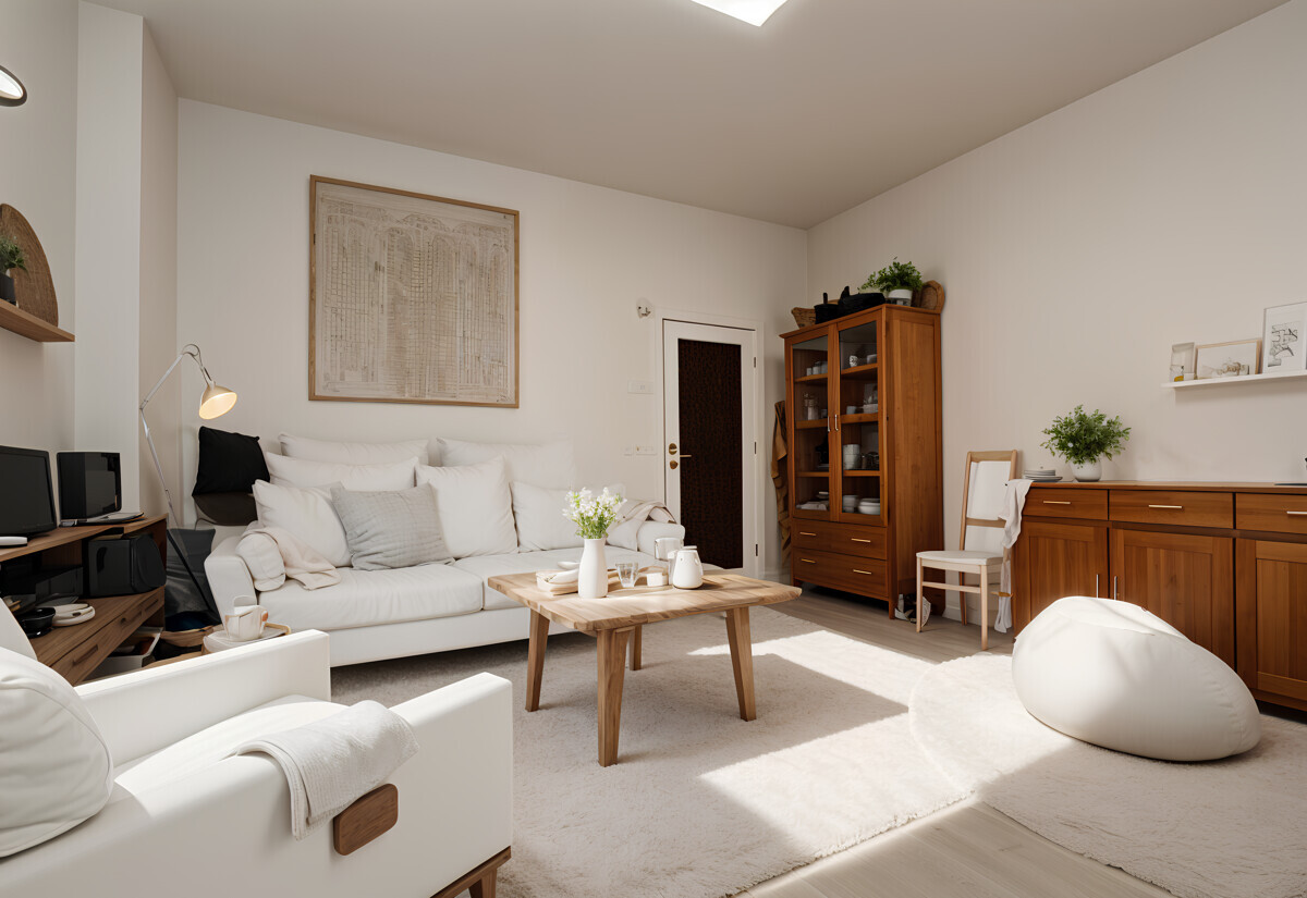Das geräumige Wohnzimmer