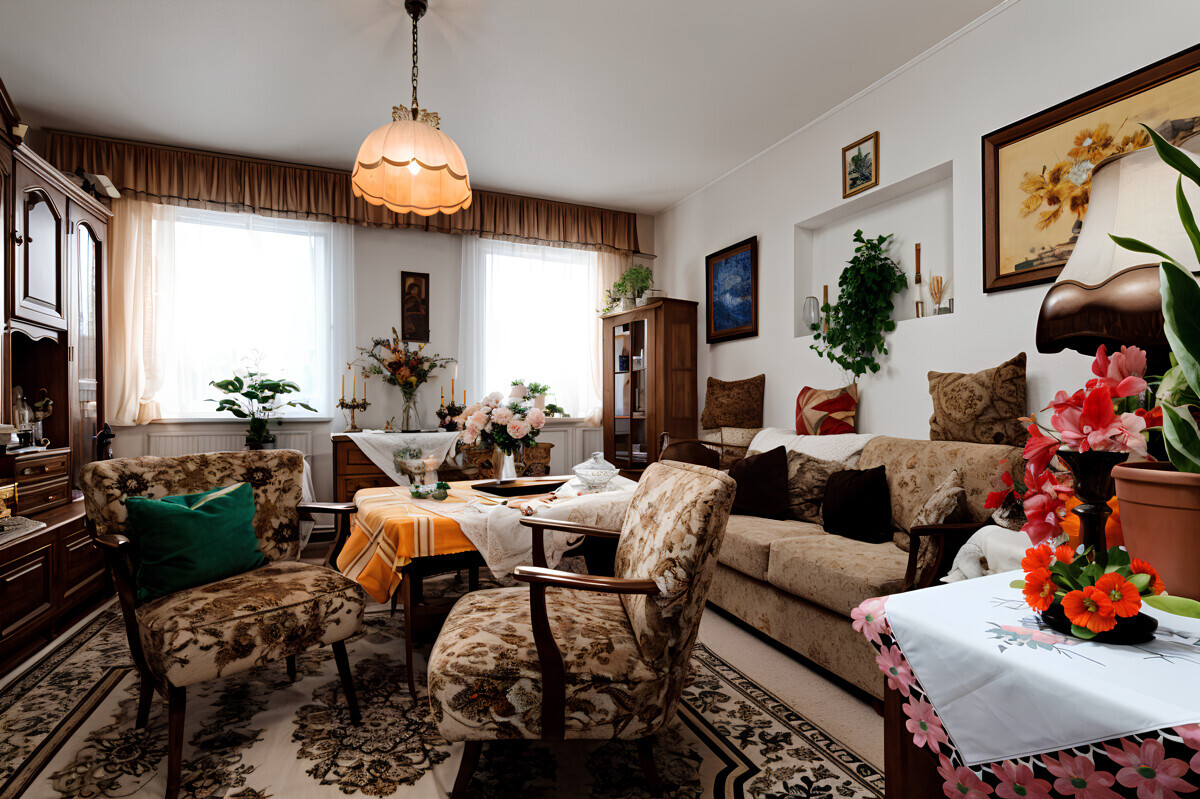 Das geräumige Wohnzimmer