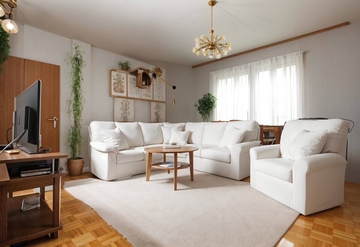 Das geräumige Wohnzimmer