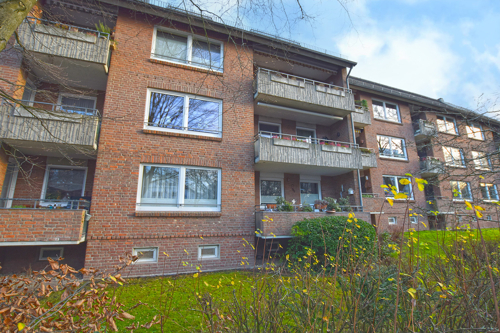 Das Haus liegt am Ende einer Sackgasse am Saseler Markt
