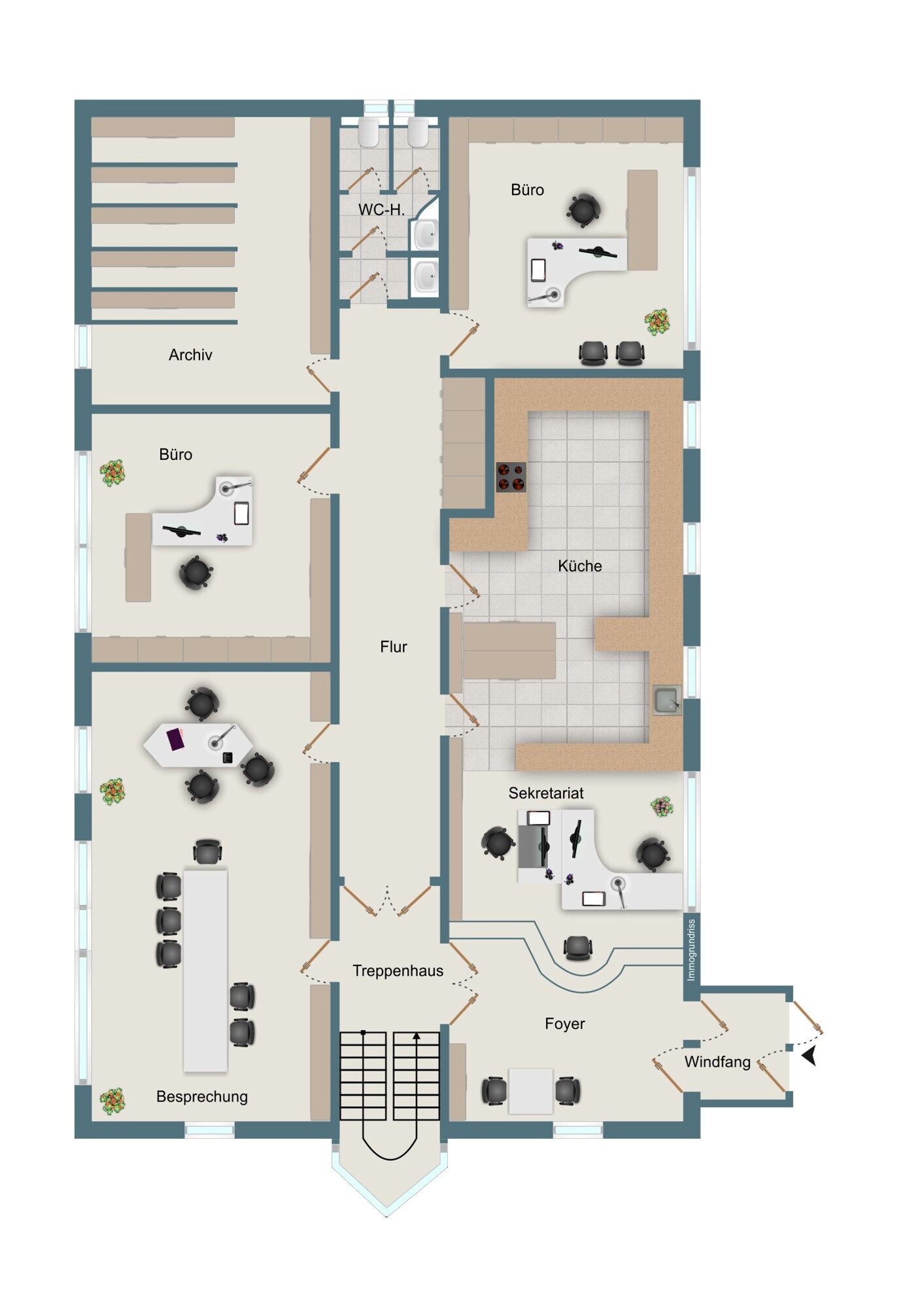 Hauptbürogebäude Erdgeschoss