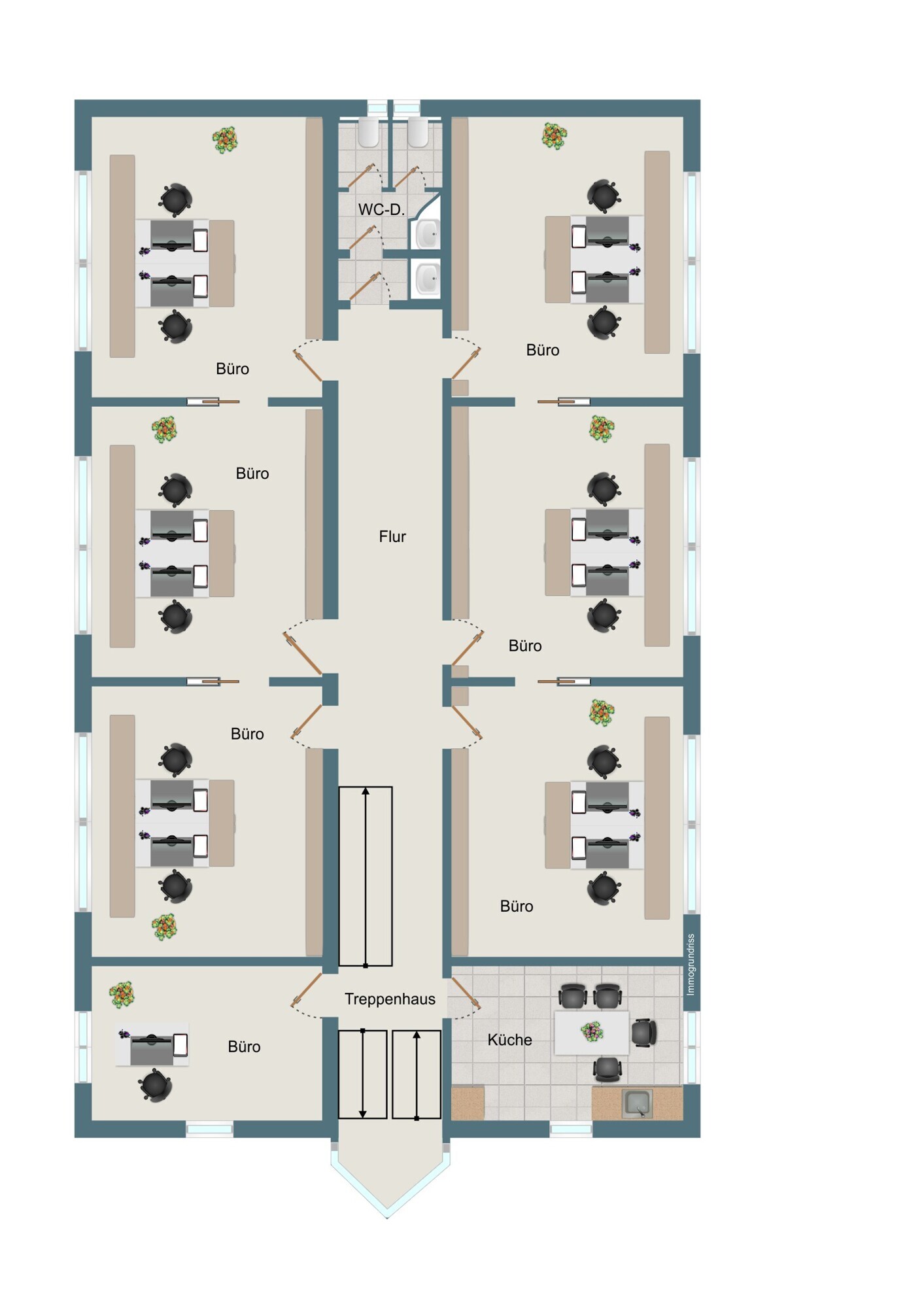 Hauptbürogebäude Obergeschoss