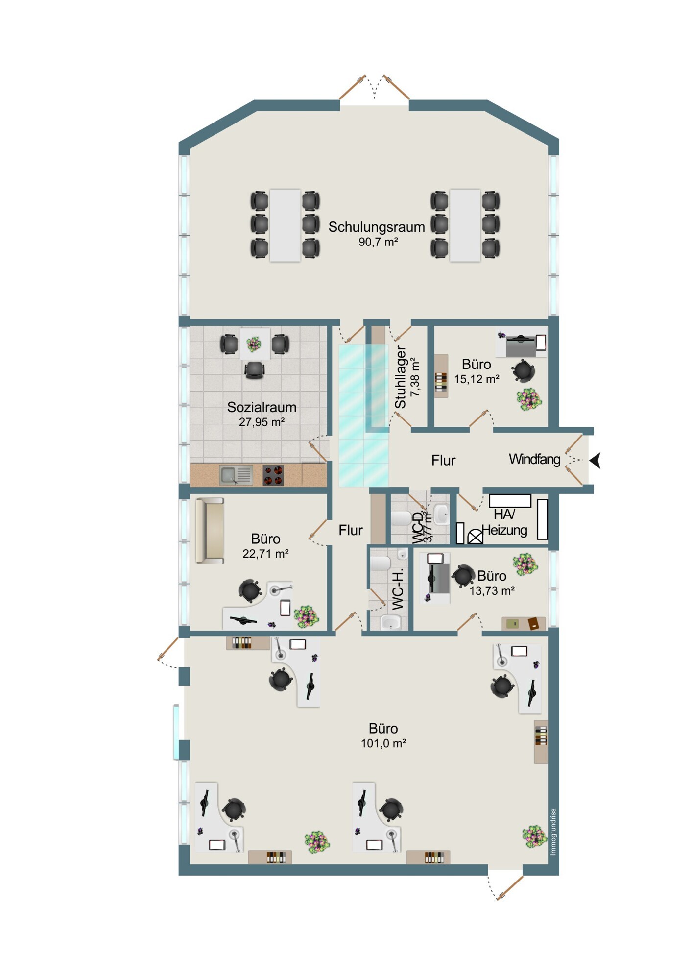 Büro mit Schulungsraum