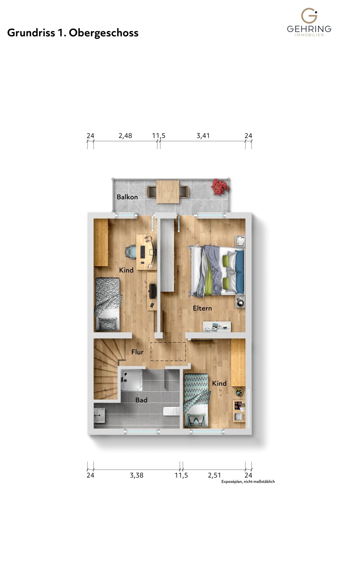 Grundriss Obergeschoss, Alternative