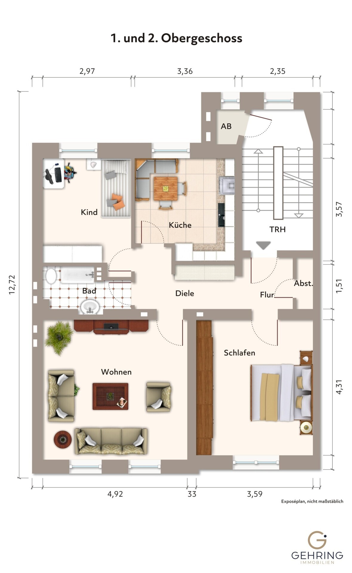 Grundriss 1. und 2. Obergeschoss