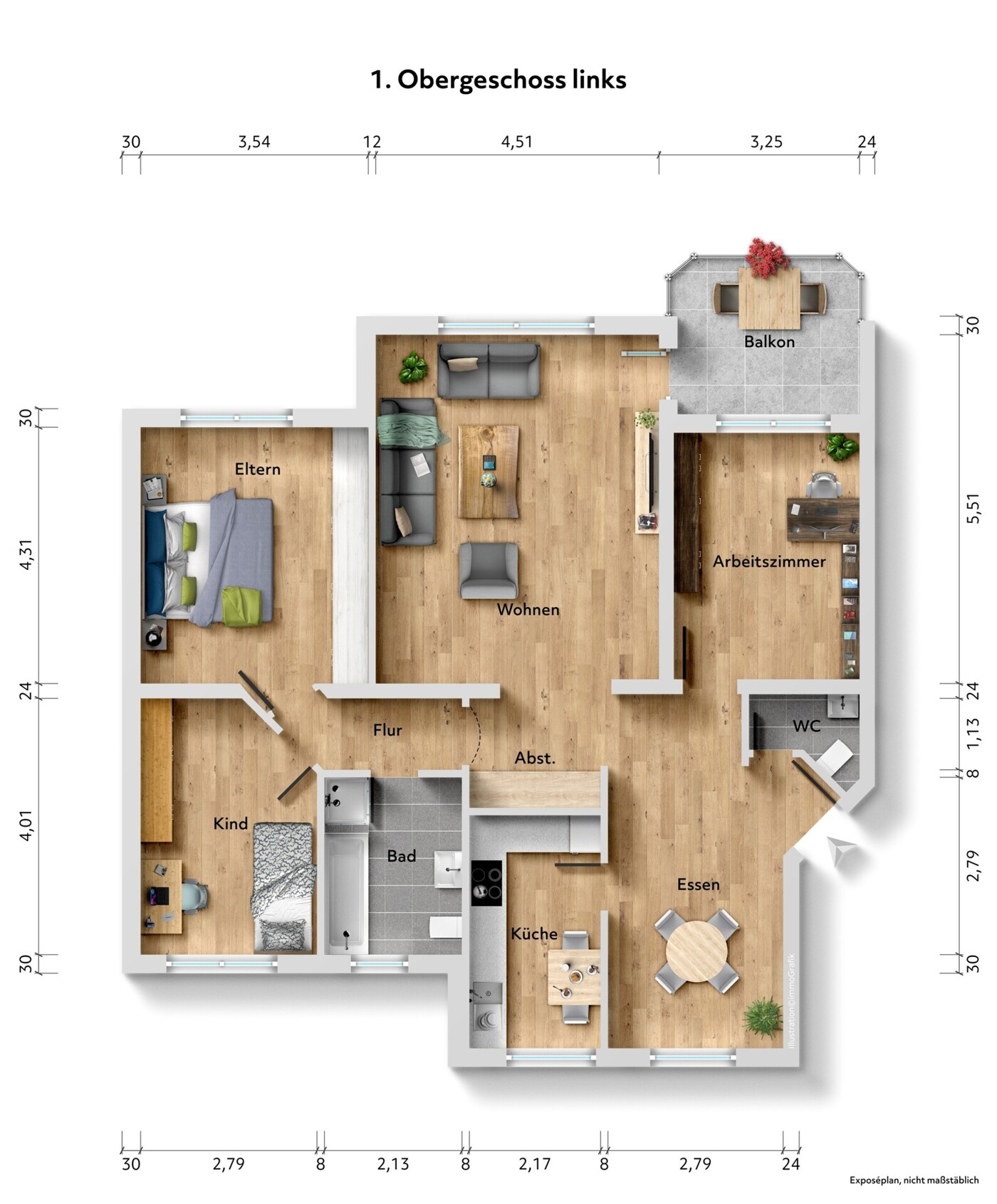 Grundriss, 1. Obergeschoss links