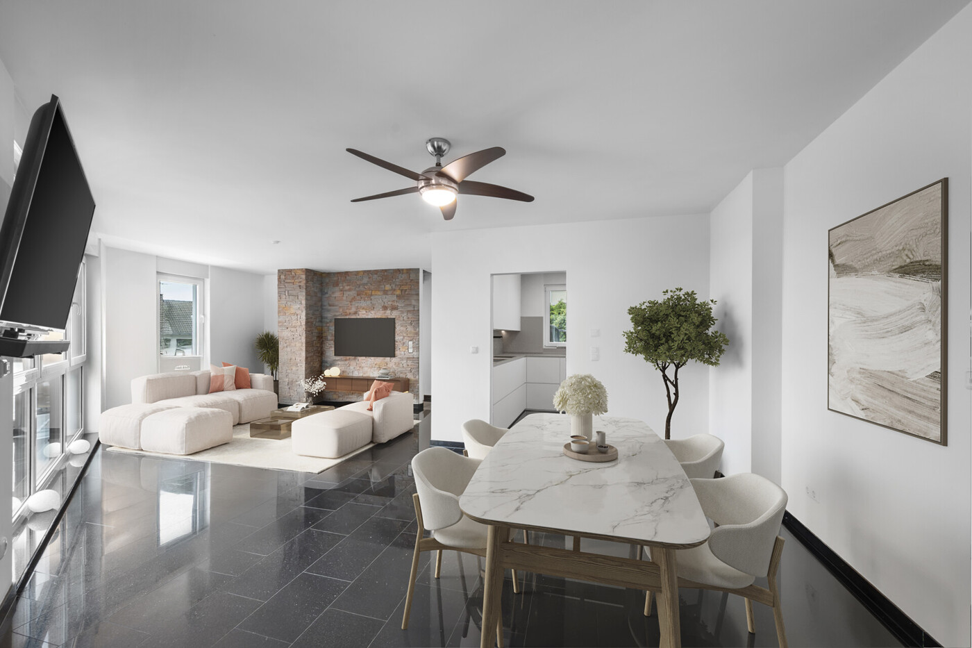 Visualisierung Wohn- und Esszimmer