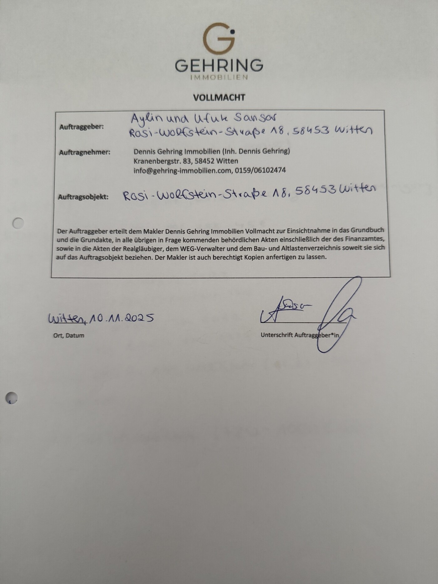 Vollmacht