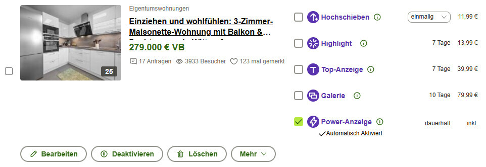 Screenshot Kleinanzeigen