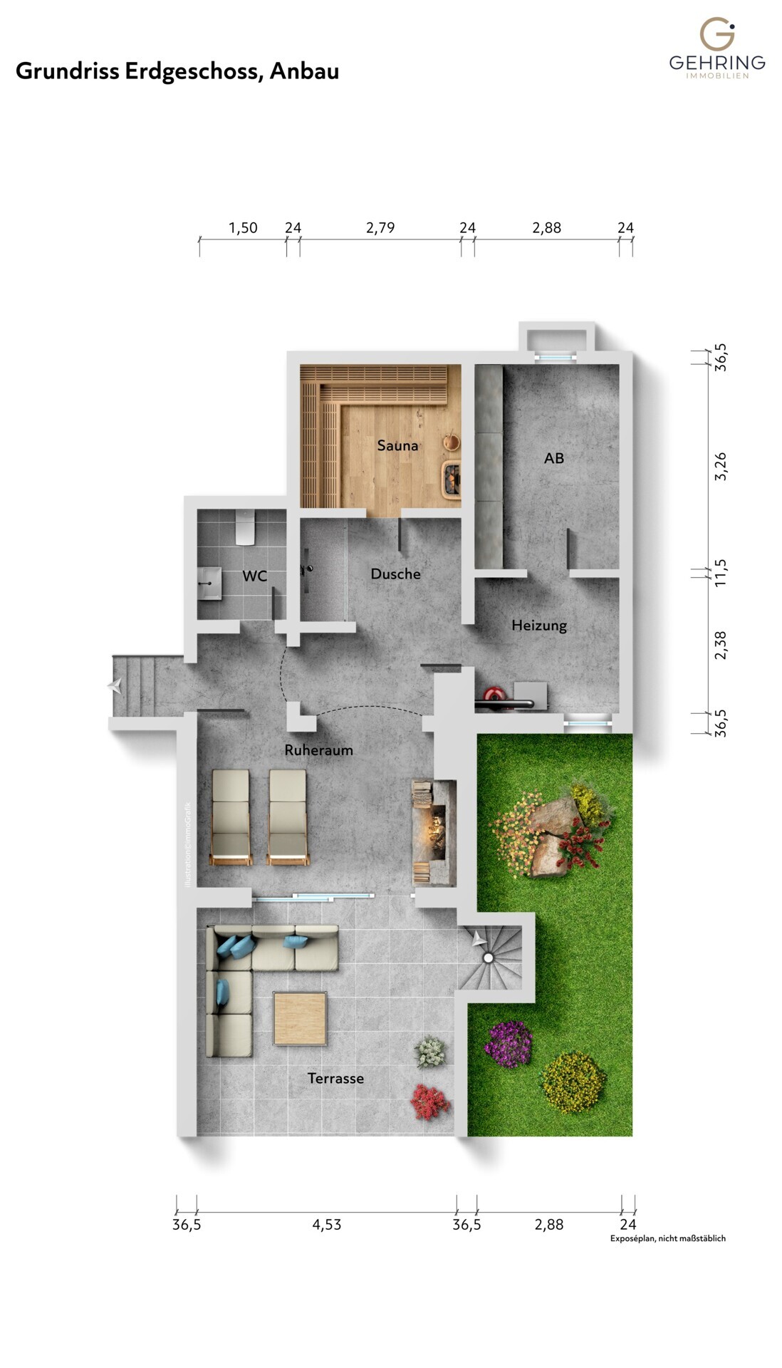 Grundriss Souterrain, Anbau