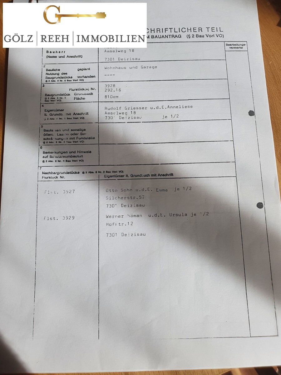 Lageplan schriftlicher Teil