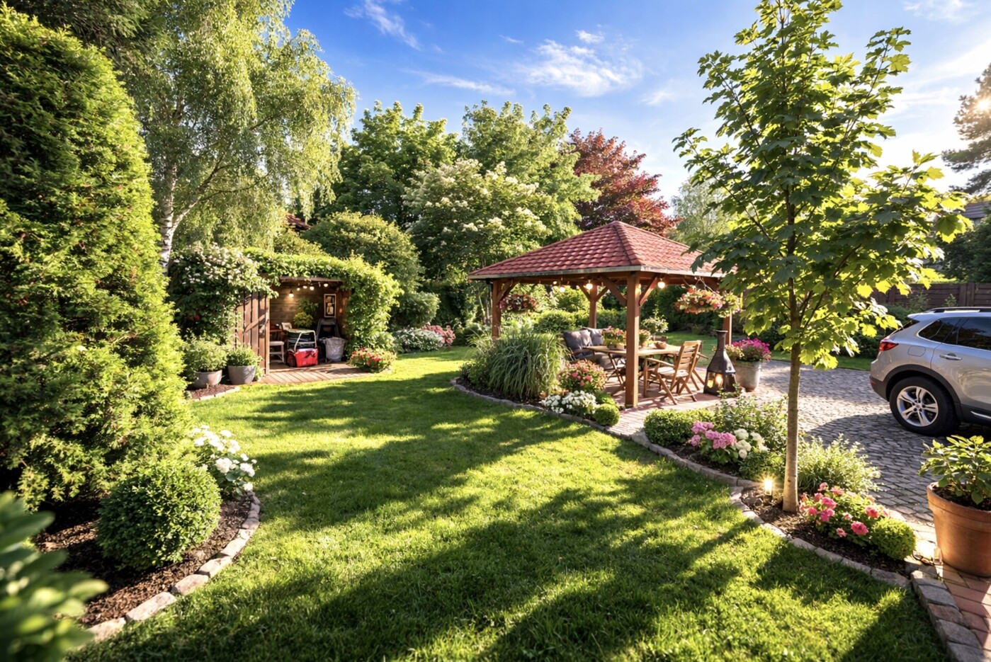 Gartenbereich mit überdachte Terrasse